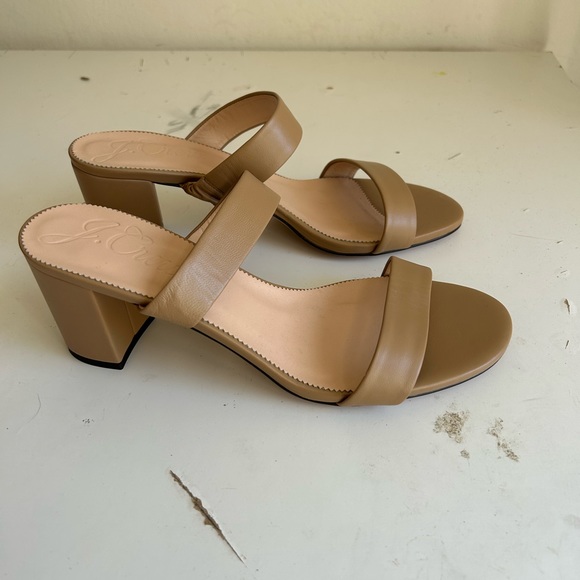 SHIPS FREE! J. Crew Lucie Double Strap Block Heel in Tan, Women’s Size 12 NWOT - Picture 4 of 6